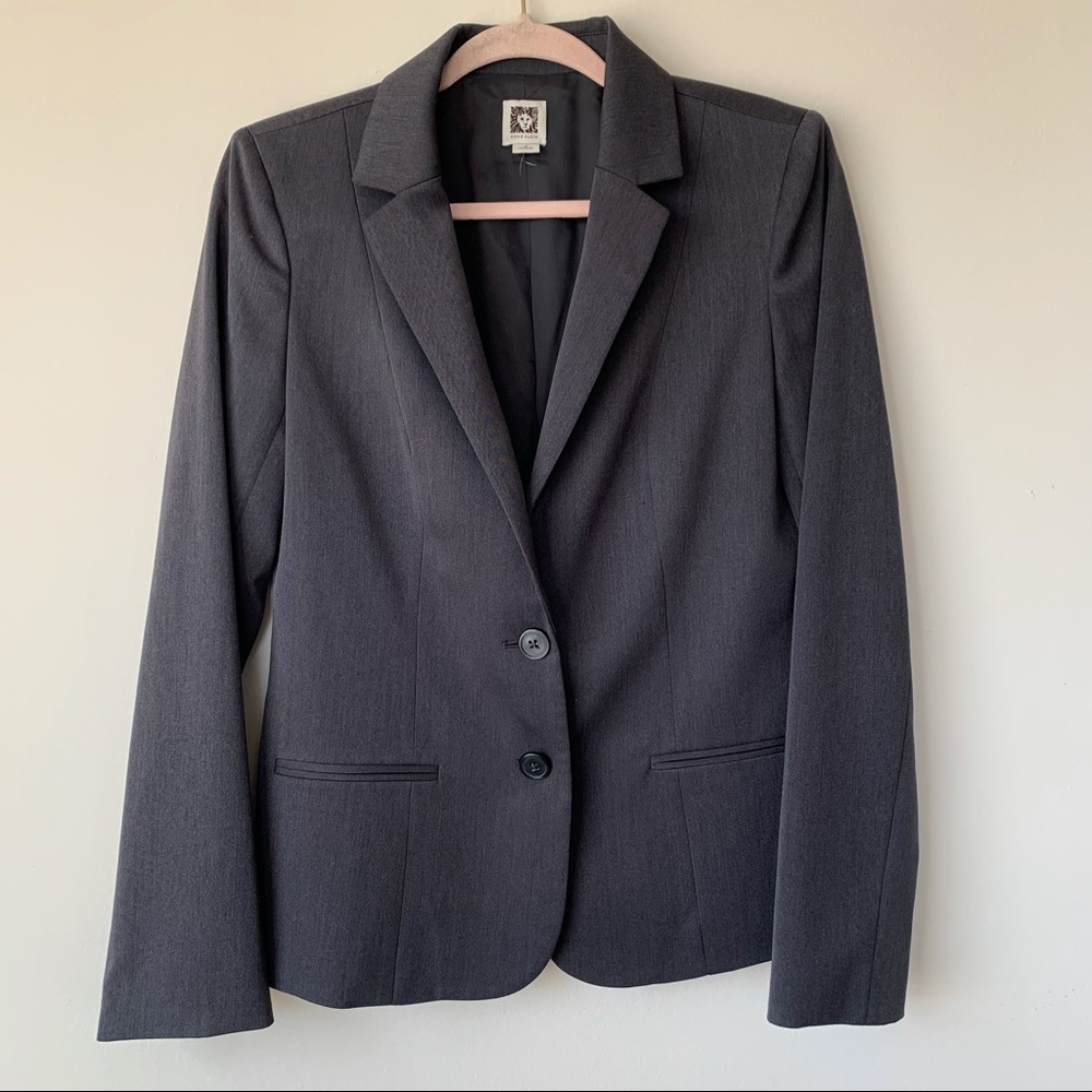 Anne Klein Gray Blazer Professional Career Business Office Size 8
